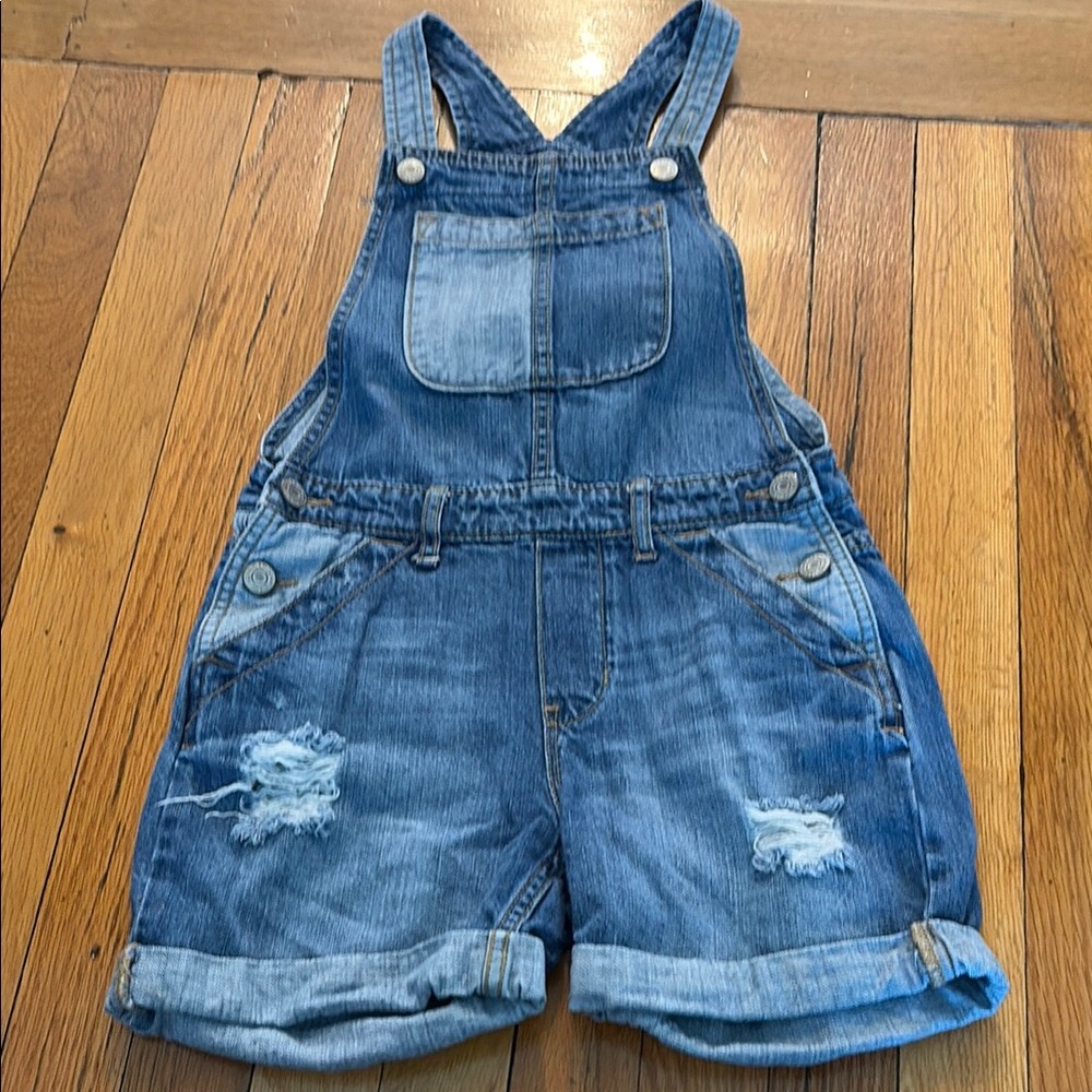 GAP Denim Blue Distressed Kids Overalls Shorts